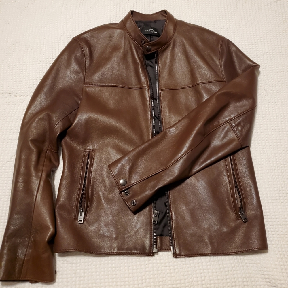 Mens Coach Brown Leather Jacket